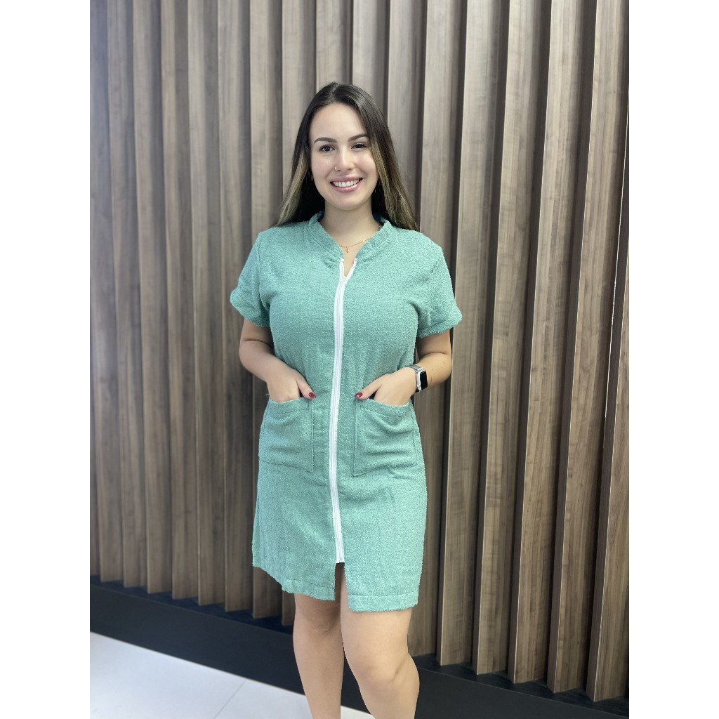 Roupão Feminino Atoalhado Regata C/ Ziper E Bolso Promoção em Oferta na Shopee