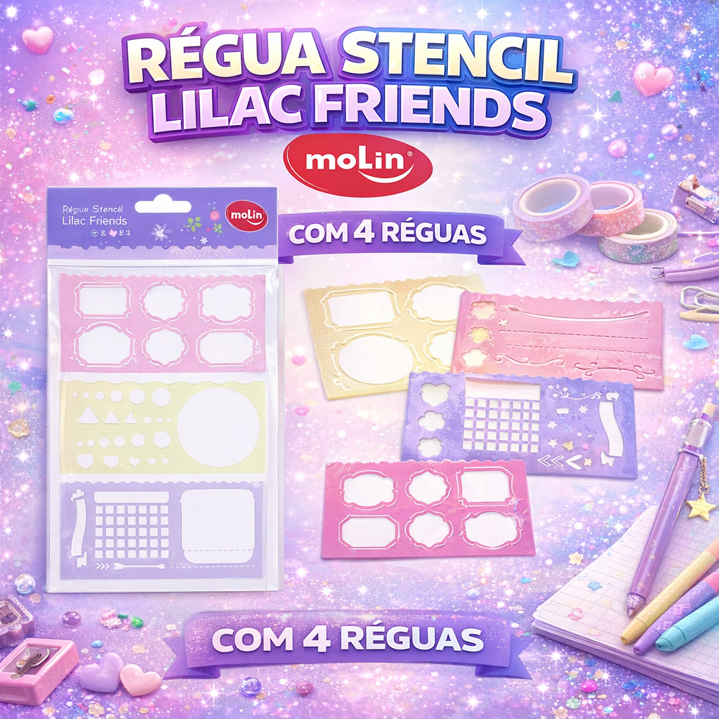Régua Stencil Lilac Fields by Sof MOLIN Kit 4 Unidades Alta Qualidade Original