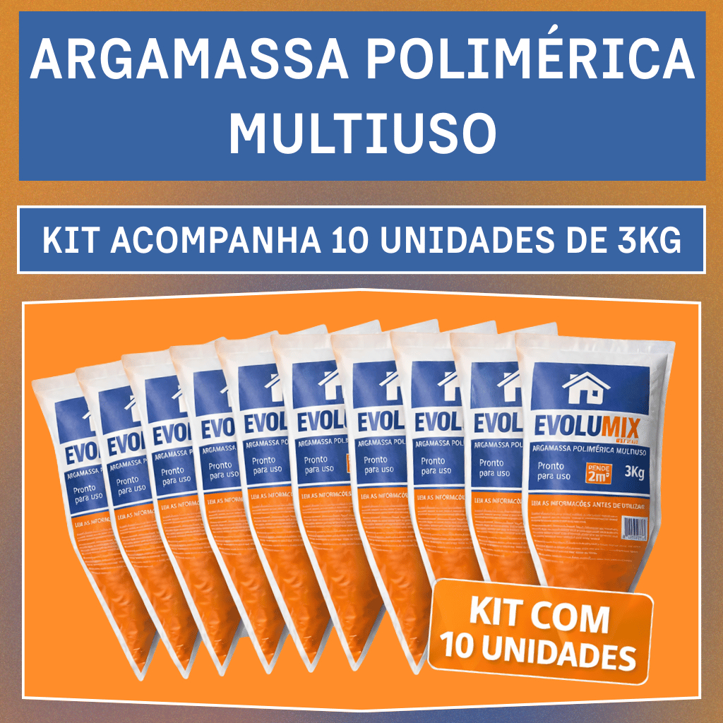 Argamassa Polimérica Bisnaga 3kg Kit 10 Unidades Substitui 500kg de Argamassa Tradicional