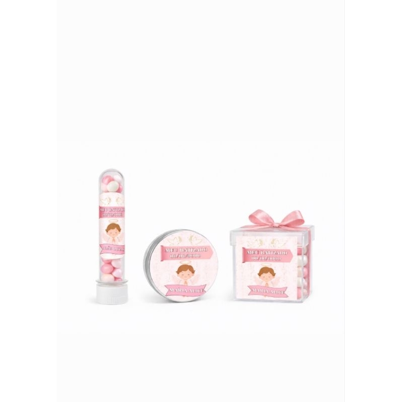 Kit 45 Adesivos Meu Batizado15 Adesivos para tubetes 15 para Latinhas e 15 para Caixinhas