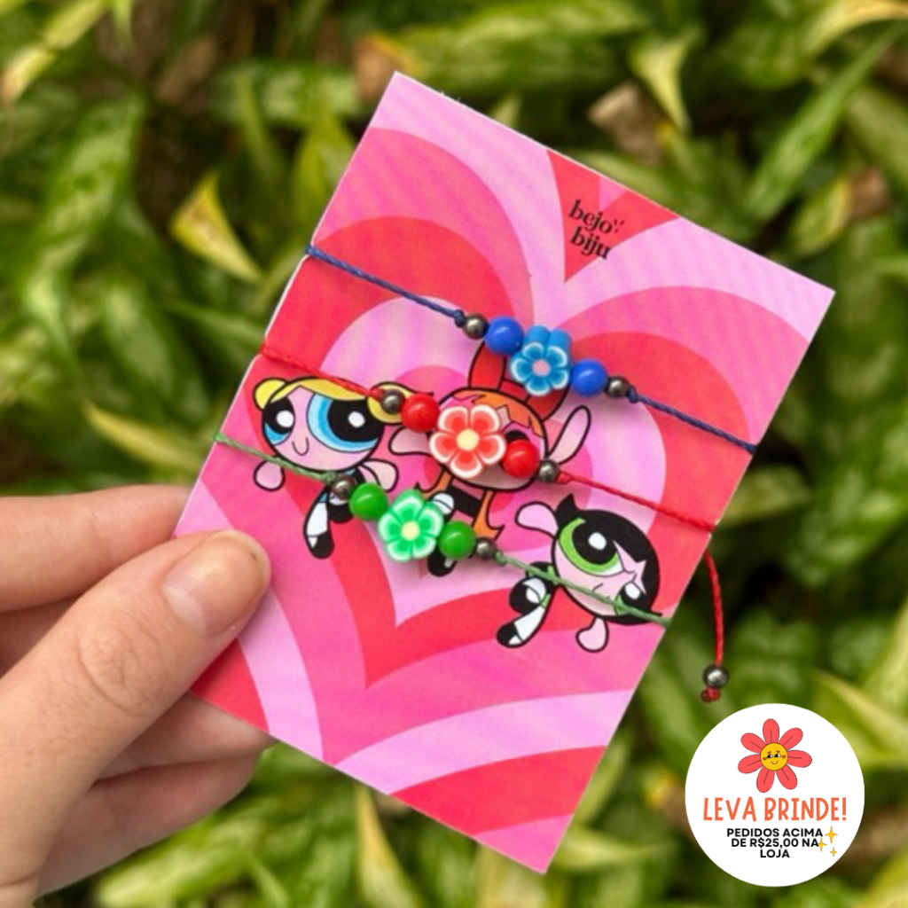 Kit 3 Pulseiras Meninas Super Poderosas Pulseira de Miçanga 3 amigas