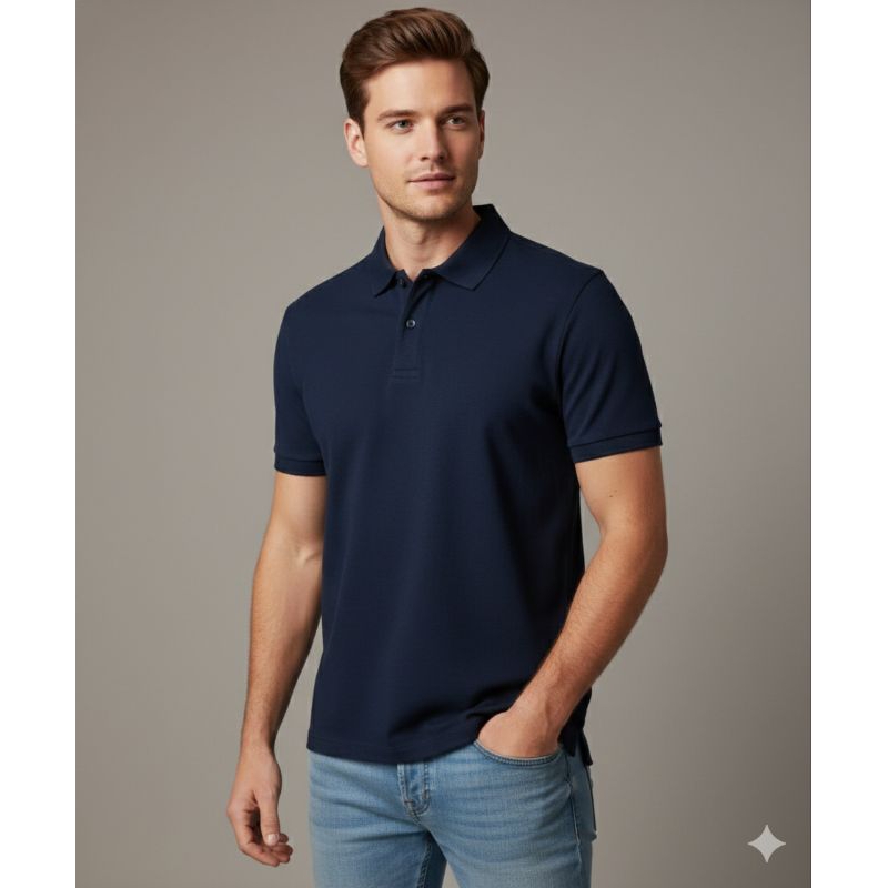 Camisa pólo masculina Marfinno Renner Marinho algodão peruano tam 40