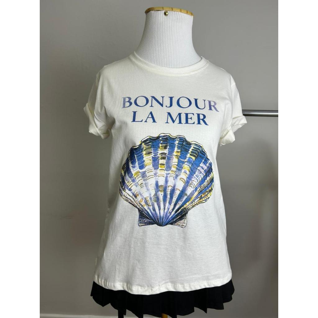 Camiseta Concha T-shirt OffWhite Tamanho Único 100% Algodão
