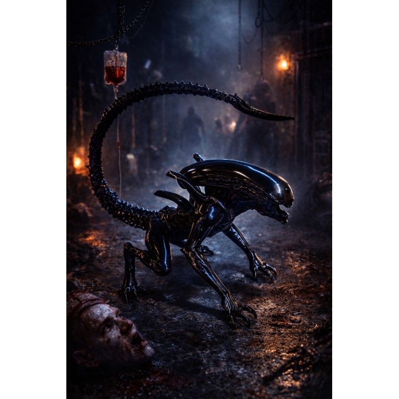 Boneco Alien Xenomorfo Action Figure Filme Terror Estátua Colecionável Geek Decoração Presente Black