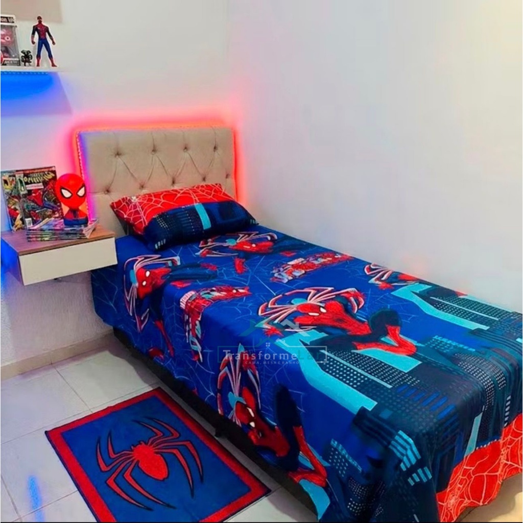 Kit Jogo de Cama Toque de Algodão Solteiro Infantil C/Fronhas 1,60X2,50M 2PÇS