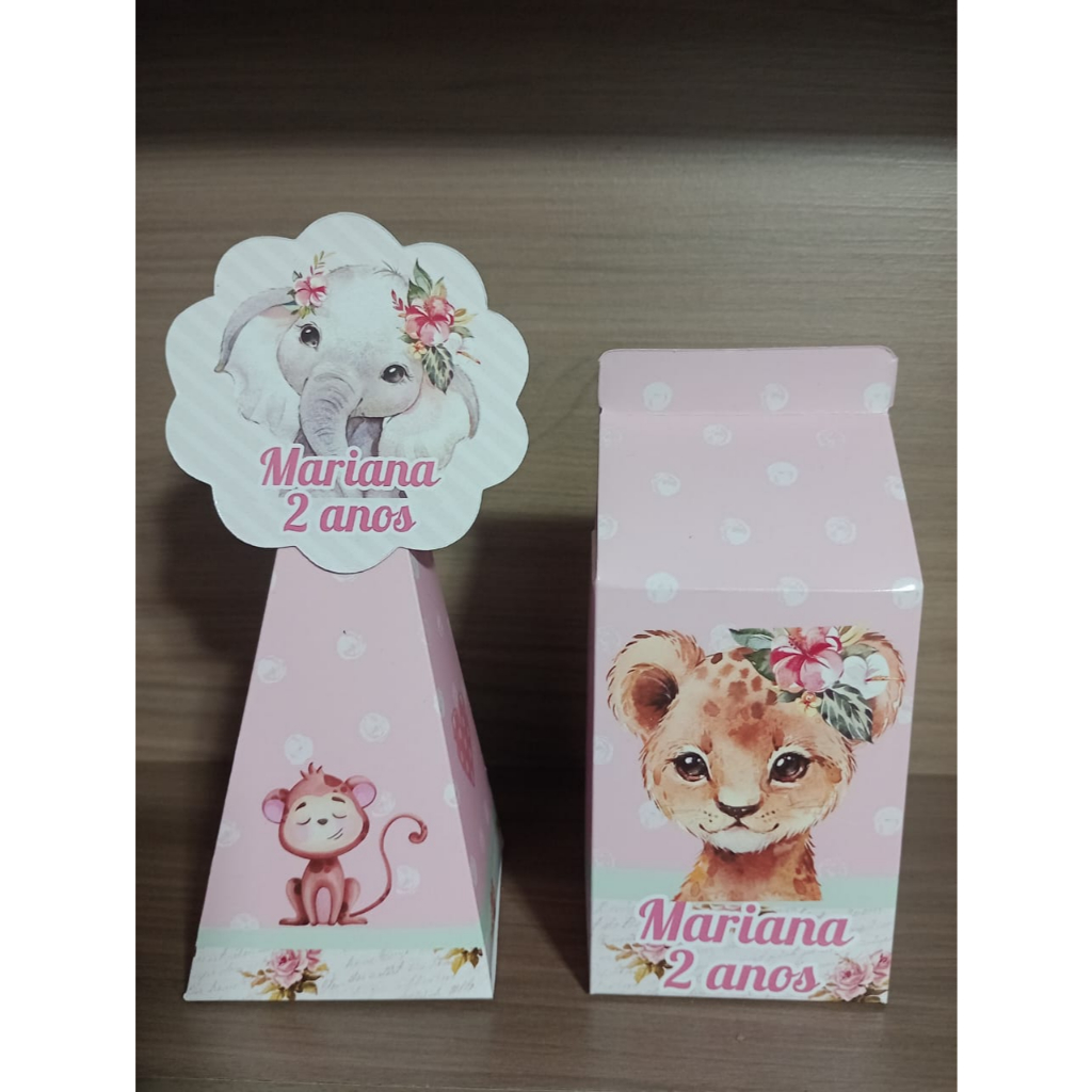 **ENVIO RÁPIDO** Kit caixinhas personalizadas Safari Rosa/ Lembrancinha festa infantil personalizado / PEGUE E MONTE