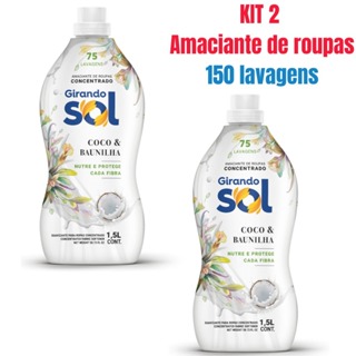 Kit 2 Amaciante Girando Sol Coco E Baunilha Concentrado 1,5L - Rende até 75 Lavagens Cada em Oferta na Shopee