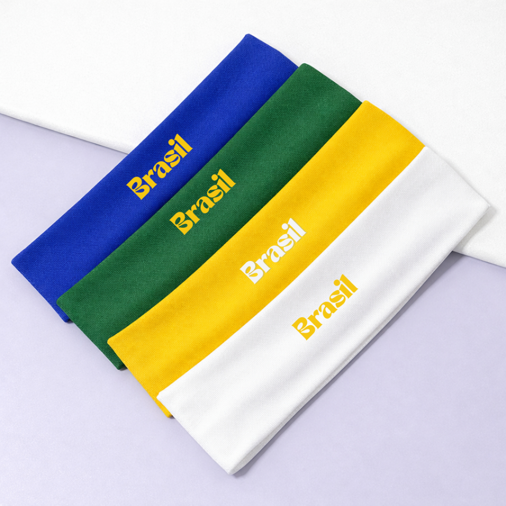 Faixa De Cabelo Unissex Copa Esporte - Academia - Corrida Estampa Brasil em Oferta na Shopee