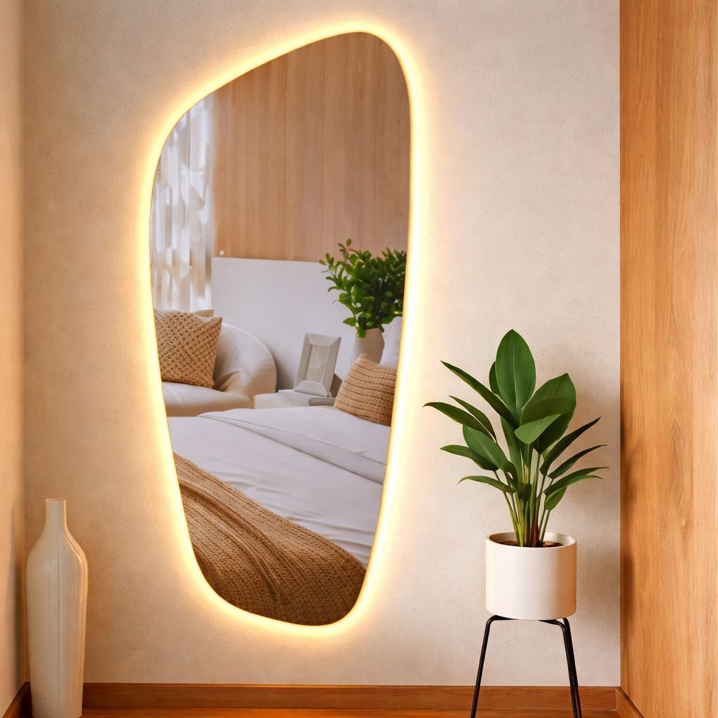 Espelho Organico Com Led Espelho Para Sala Quarto Espelho Decorativo Espelho Comprido Espelho Blogueira