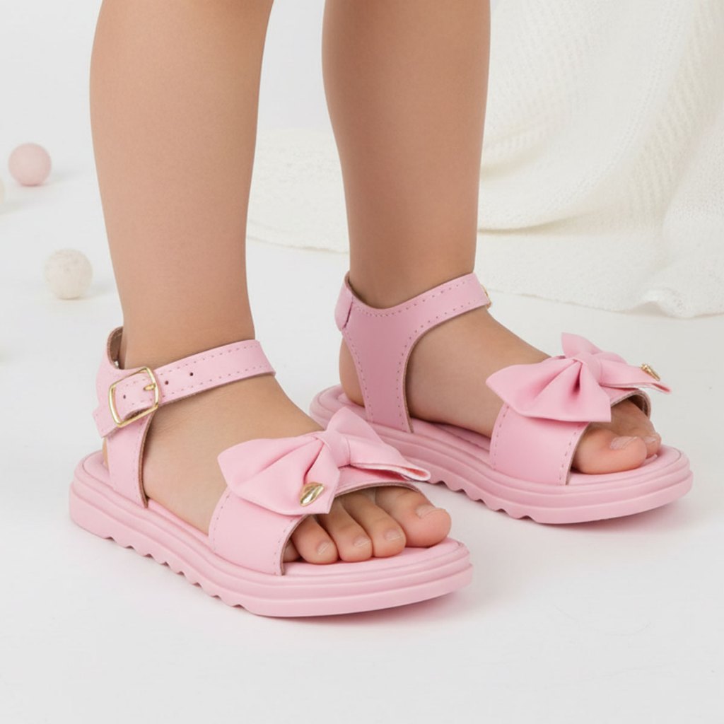 Sandália Infantil Menina Com Laço Super Confotável Leve - Rosa em Oferta na Shopee