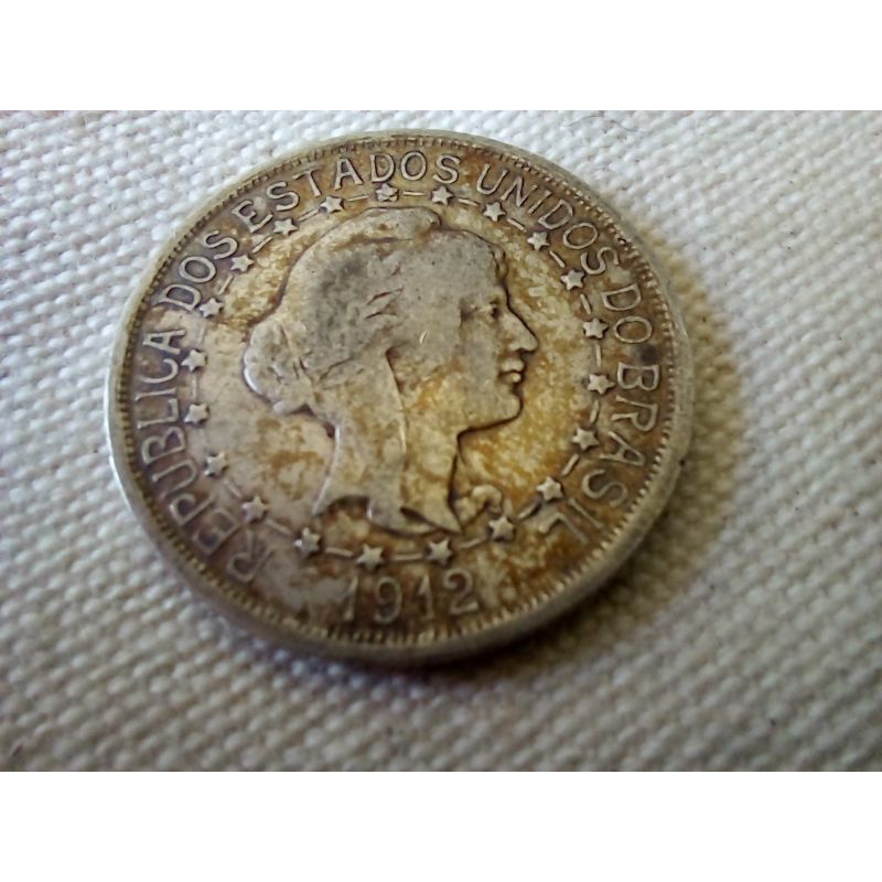 Bela Moeda 2000 Réis Prata 1912 Estrelas Ligadas