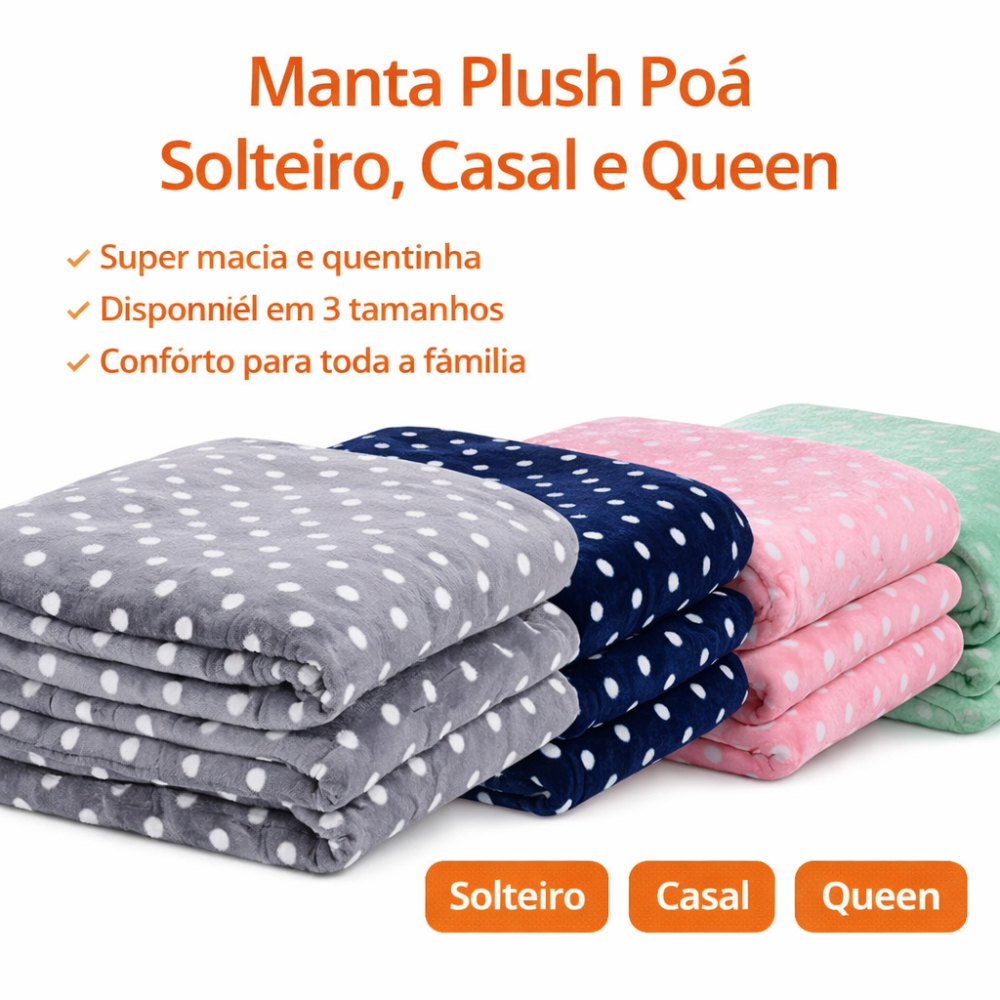 Manta Cobertor Soft Microfibra Petit Poá Plush Flannel SOLTEIRO CASAL QUEEN KING
