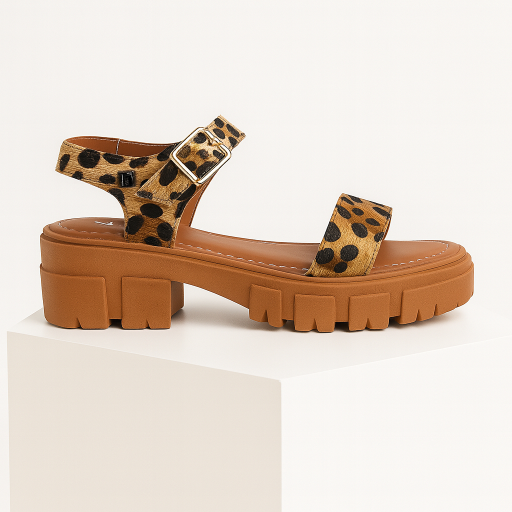 Sandália Feminina Tratorada Off White | Plataforma Confortável com Fivela Anatômica laçamento