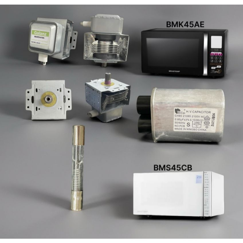 Sistema Aquecimento Microondas BMK45AE / BMS45CB Magnetron 610A + Cap 0,85uf + Fusivel de Vidro 0.8A