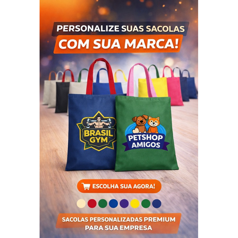 Kit 10 Bolsas Eco Bag 33x36Personalizadas Com Sua logo Sua Ideia Sua Marca 33x36 em Oferta na Shopee
