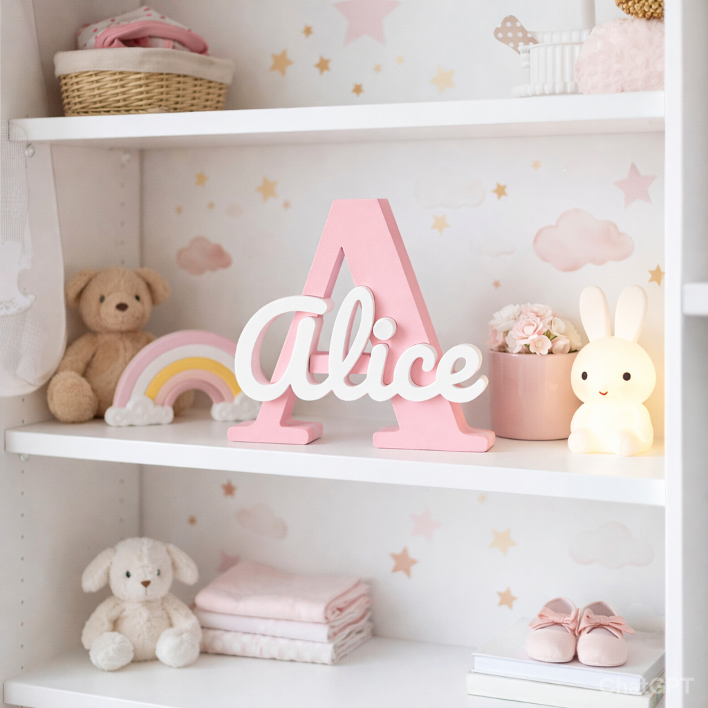 Letreiro Nome Personalizado Decorativo Ideal para Mesa Estante Quarto de Bebê e Decoração  de Festas