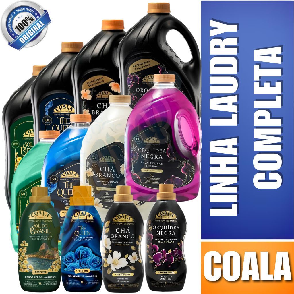 Linha Laundry Coala Lava Roupa e Amaciante Coala a sua Escolha - Chá Branco, Orquídea Negra