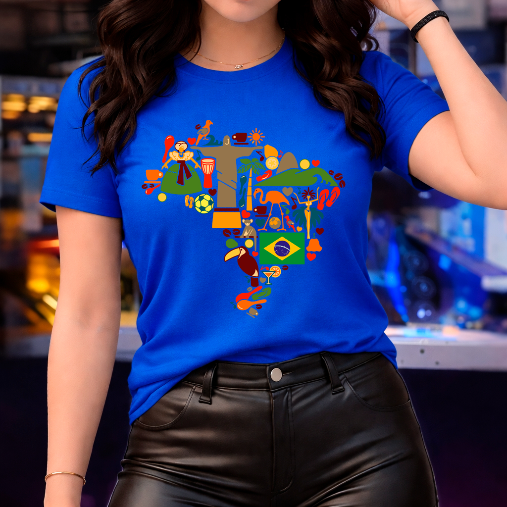Camiseta Feminina Copa do Mundo T-shirt Brasil Blusa Rio de Janeiro Brasileiro Hexa