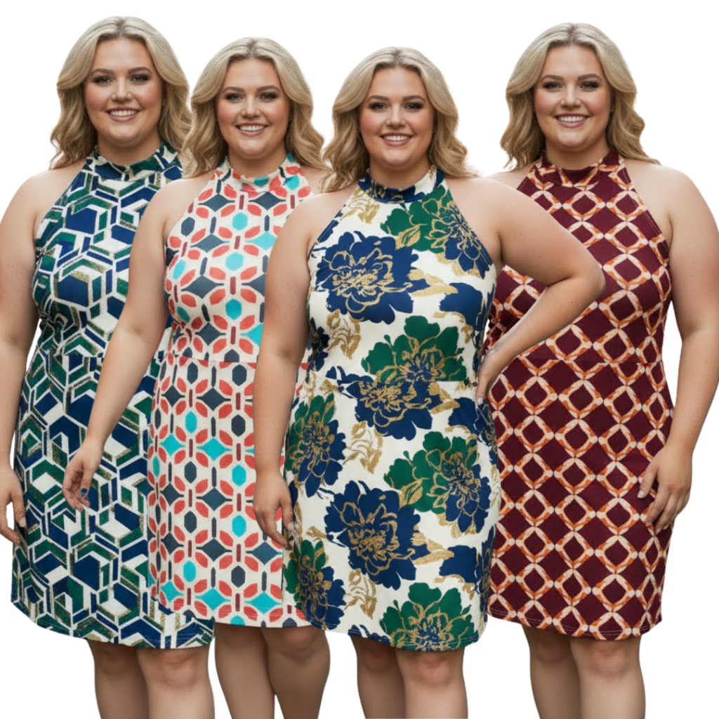 Kit 2 Vestidos Liganete Golinha Estampado Plus Size G1 e G2 Estampas Variadas