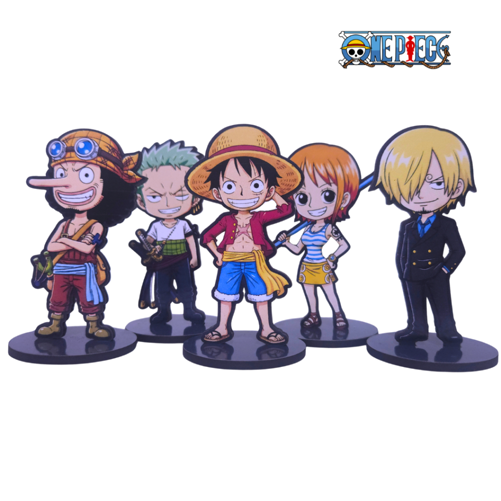 Totens Display One Piece - 6 Personagens Colecionável Luffy Zoro Anime Decoração Mesa Presente Geek