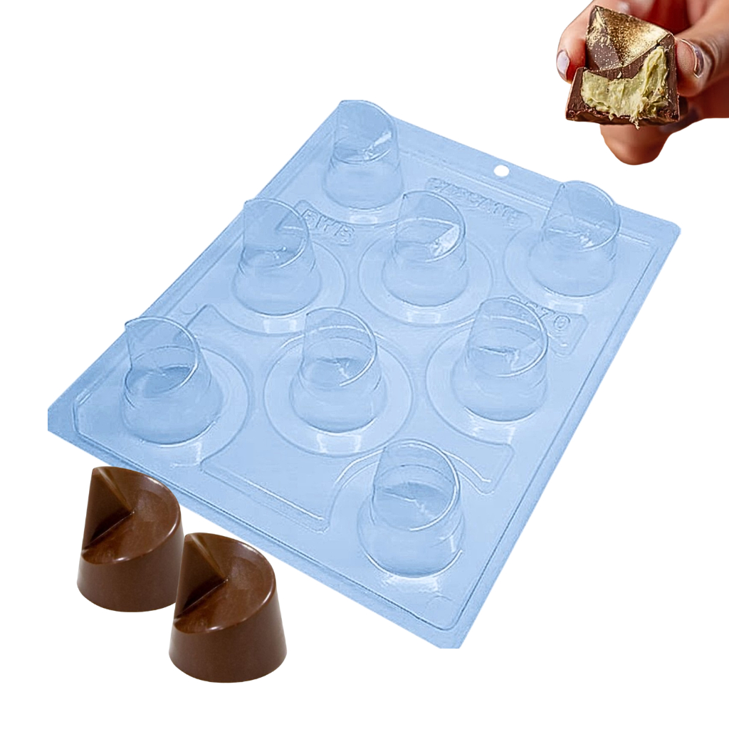 Forma p/ Chocolate Bombom Espiral Chanfrado Grande Cod. 9570 3 Partes c/ Silicone Bwb em Oferta na Shopee