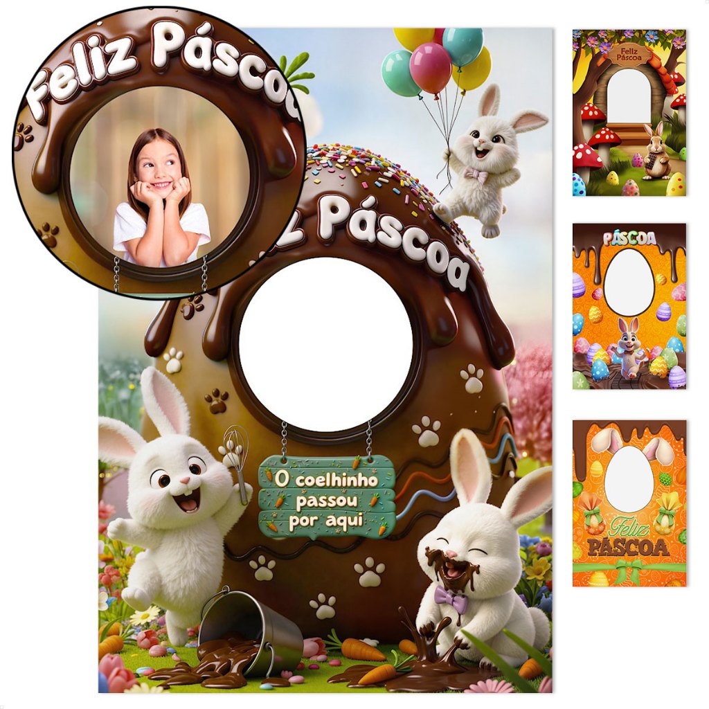 Painel Retangular Interativo De Páscoa Decorativo Vazado para Foto Em Tecido Sublimado 1,50x2,20m em Oferta na Shopee