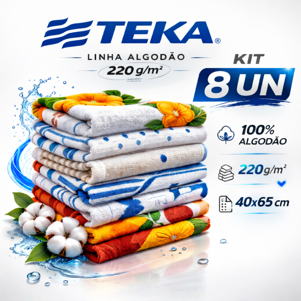 Kit 8 Pano Prato Teka Primore 100% Algodao Atoalhado Estampas Sortidas Alta Absorcao Cozinha Hotel Pousada Restaurante em Oferta na Shopee