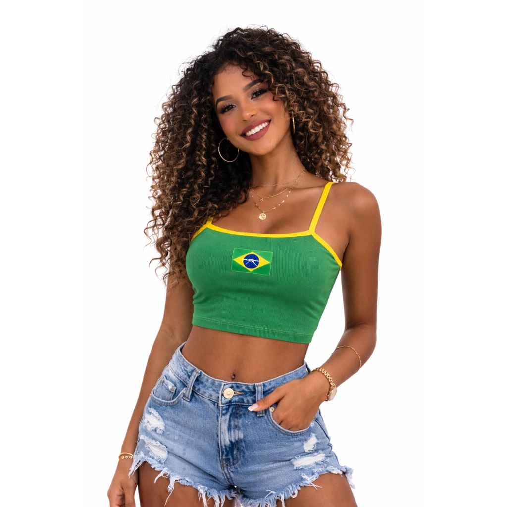 Blusa Top Cropped Feminino Brasil Copa Do Mundo 2026 em Oferta na Shopee