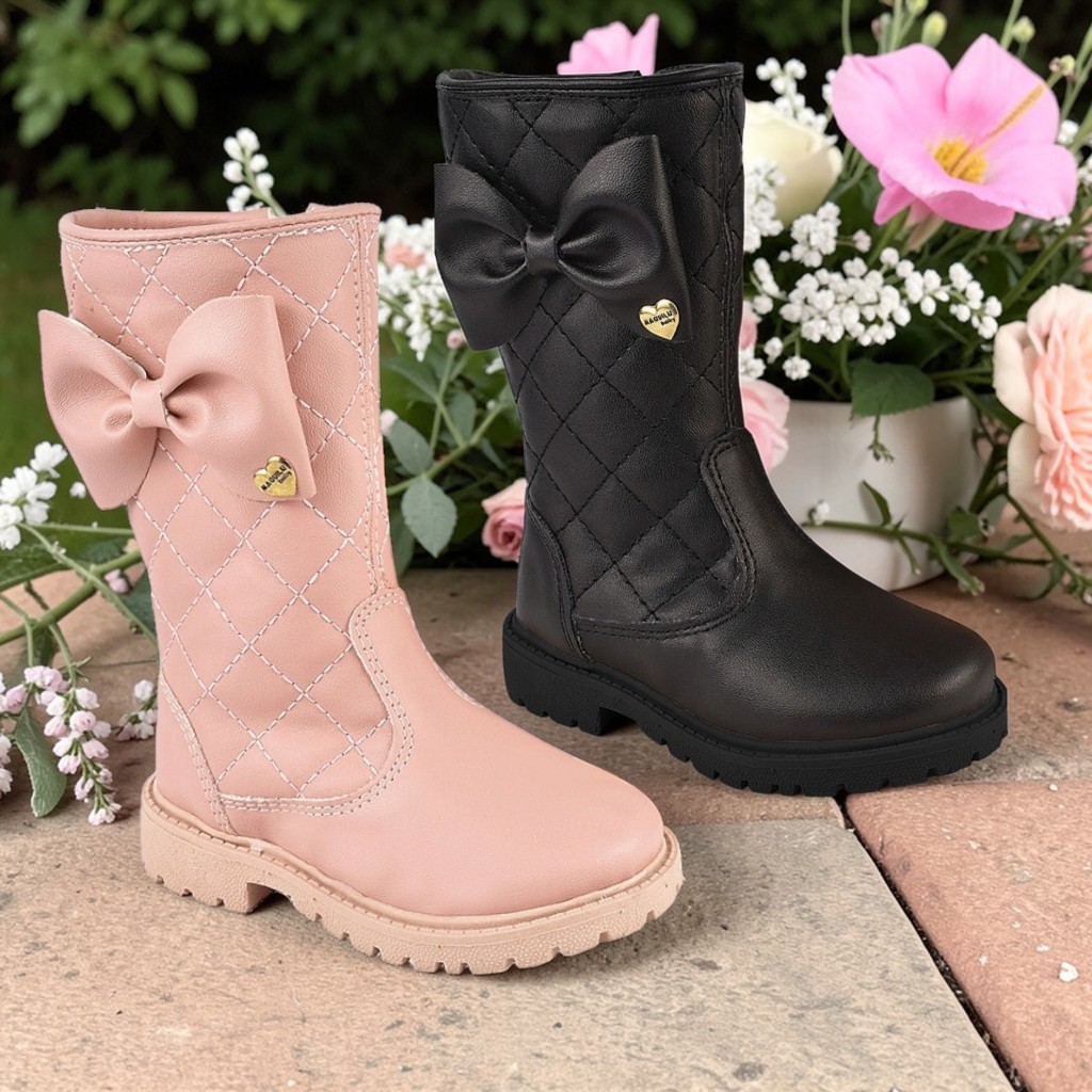 Bota Feminina Confortável Infantil Matelassê Cano Longo Maguilu Baby em Oferta na Shopee