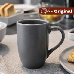 Caneca De Cerâmica 350ml Flat Chumbo Acetinado - Oxford Original