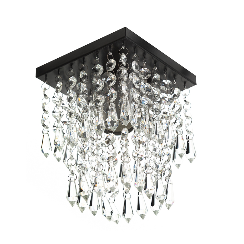 Lustre Plafon De Cristal Acrilico Spark Preto Maravilhoso em Oferta na Shopee