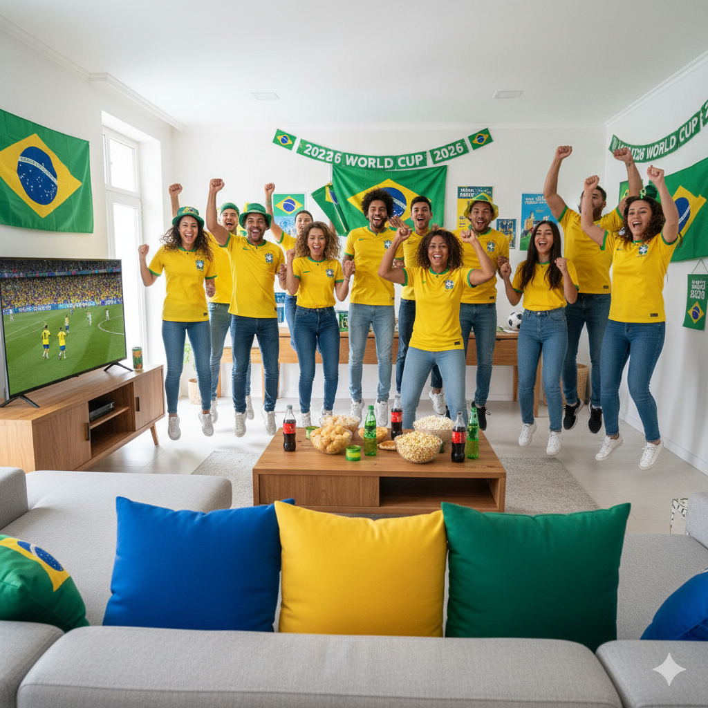 Kit Com 3 / 6 Capas de Almofada Decorativas Especial Copa do Mundo 2026 Premium 40 x 40 Sala Sofá