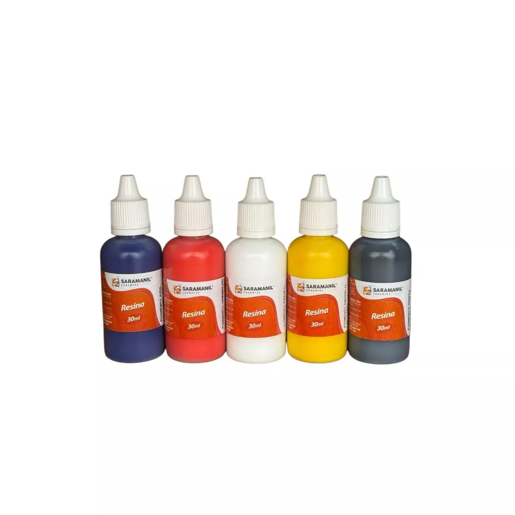Kit 5 Pigmentos Líquidos para Resina Epóxi 30ml Saramanil Profissional Artesanato