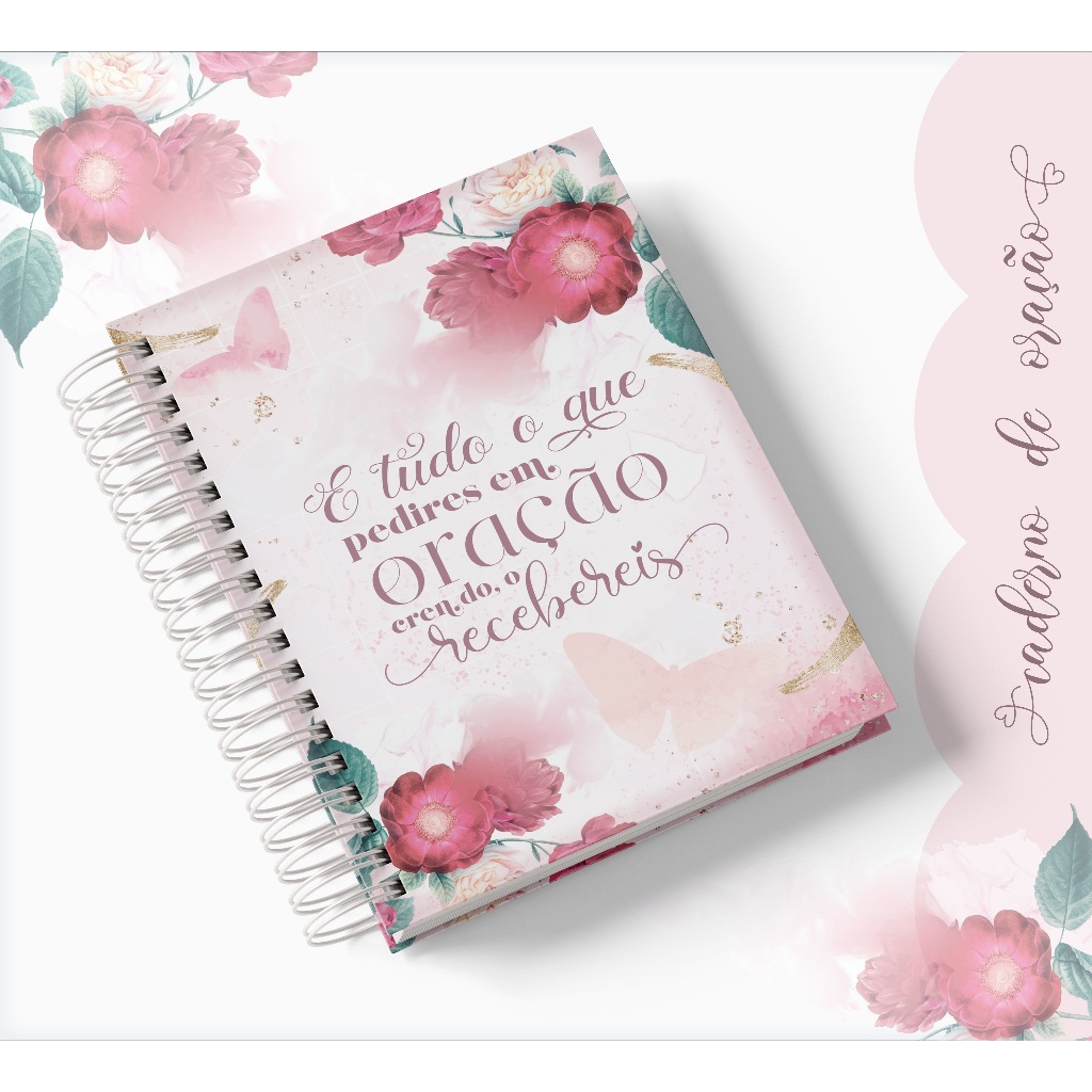 Imagem Caderno de Orações | Diário Espiritual Cristão | Registro de Orações e Gratidão | Presente Religioso