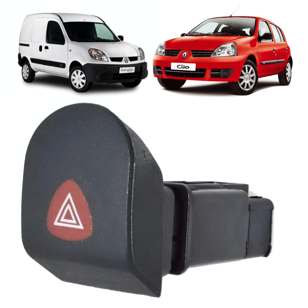 Botão Do Pisca Alerta Renault Clio Kangoo 1.0 16v C/ 8 Pinos Preto