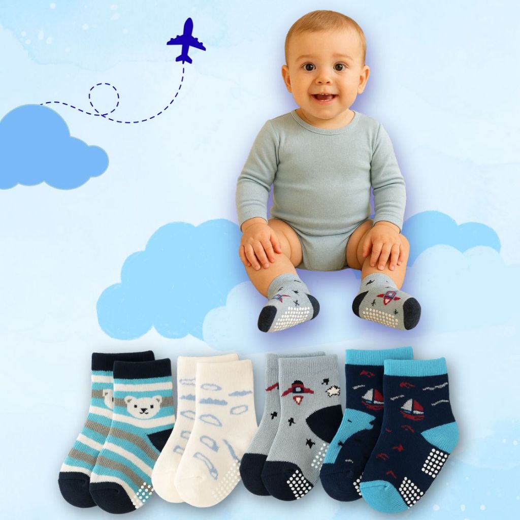 Kit 12 Pares Meias para Bebês Menino com Antiderrapante 0 a 24 meses em Oferta na Shopee
