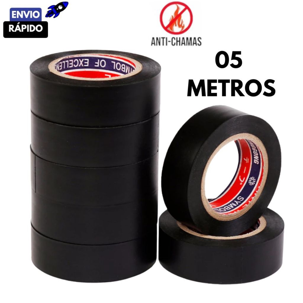 Jogo 30/20/10 Peças Fita Isolante Antichamas Preta 5 Metros em Oferta na Shopee