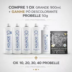 Agua Oxigenada Probelle 900ml+ Brinde Pó Descolorante 50g ESCOLHA SUA OX 10,20,30 E 40V