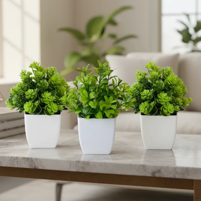 Planta Artificial Arranjo Suculentas com Vaso 3 Unid decoração