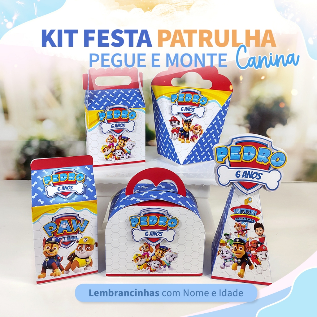 Kit Festa Patrulha Pegue e Monte |Com aplique 3D | Personalizado Lembrancinhas Aniversário