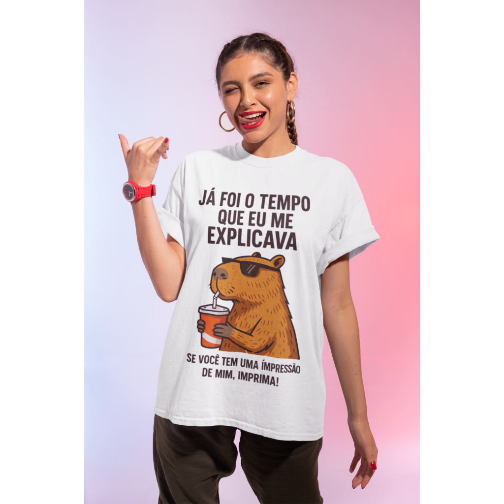 Camiseta Camisa Oversized 100% Algodão Blusa Delicada Fofa Casual Meme Engraçada Estilosa Capivara Envio Imediato