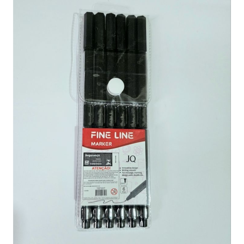 Caneta Preta Fine Line Ponta Fina 0.4mm 06 unidades em Oferta na Shopee