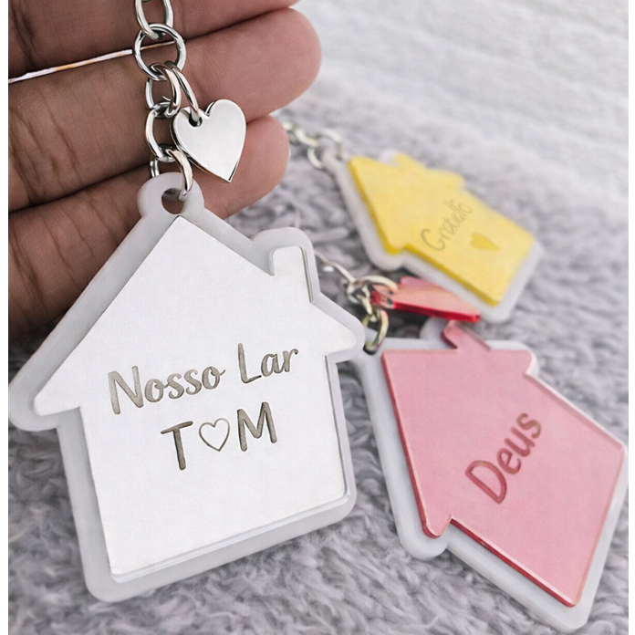 Chaveiro Casa Personalizado em Acrílico | Lembrancinha Nosso Lar com Iniciais | Presente Casal, Família e Casa Nova em Oferta na Shopee