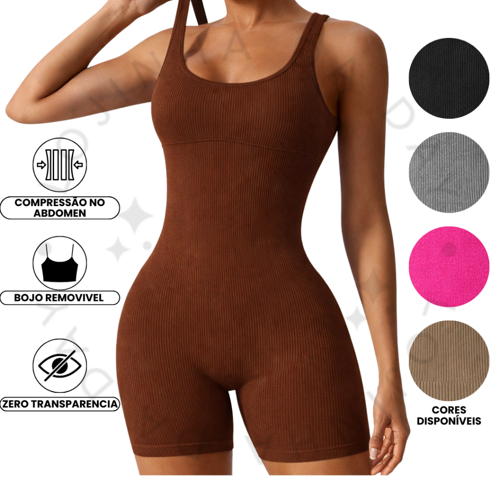 Macaquinho Academia Feminino Não Marca Confortável Fitness Zero Transparência Levanta Bumbum