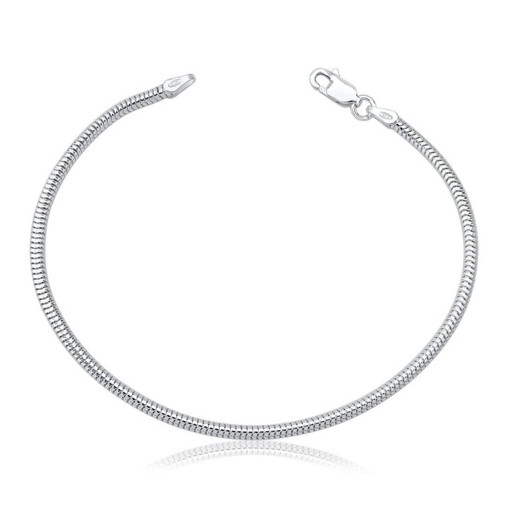 Pulseira Feminina de Prata 925 Rabo de Rato Redonda com 2,5mm