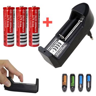 Kit Carregador + 3 Pilhas/Baterias 18650 3.7V Recarregáveis para Lanternas, Eletrônicos, Rádios em Oferta na Shopee