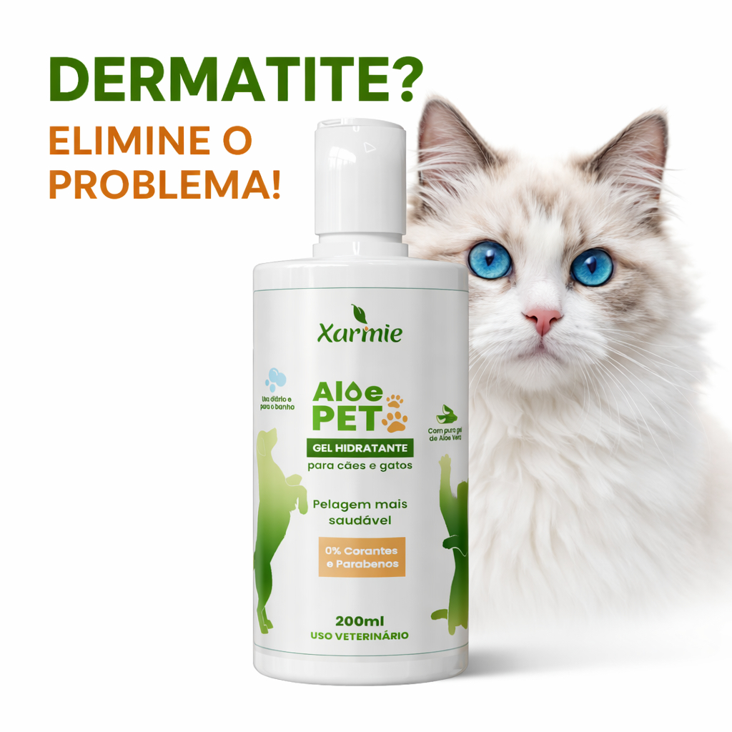 ALOE PET 200ML Solução para Dermatite Felina Alívio da Coceira e Queda de Pelo do Seu Gato
