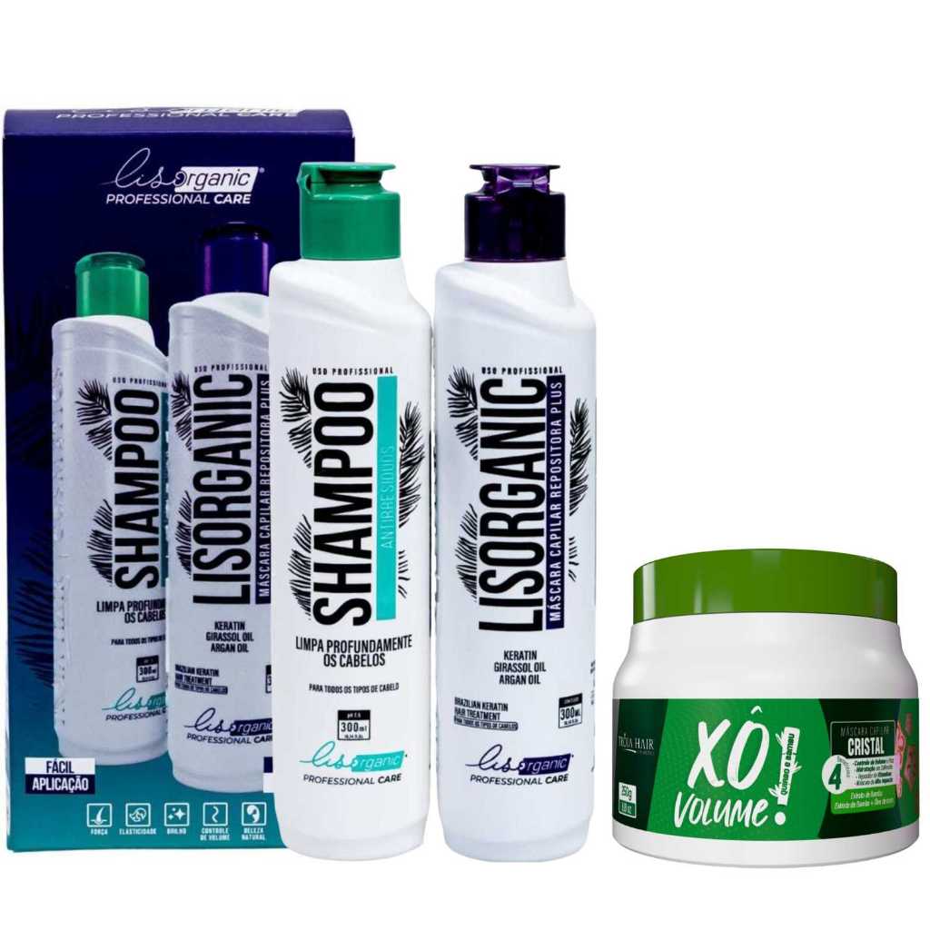 KIT LISORGANIC 300ML + QUIABO XÔ VOLUME 250G — DISCIPLINA E CONTROLE TOTAL