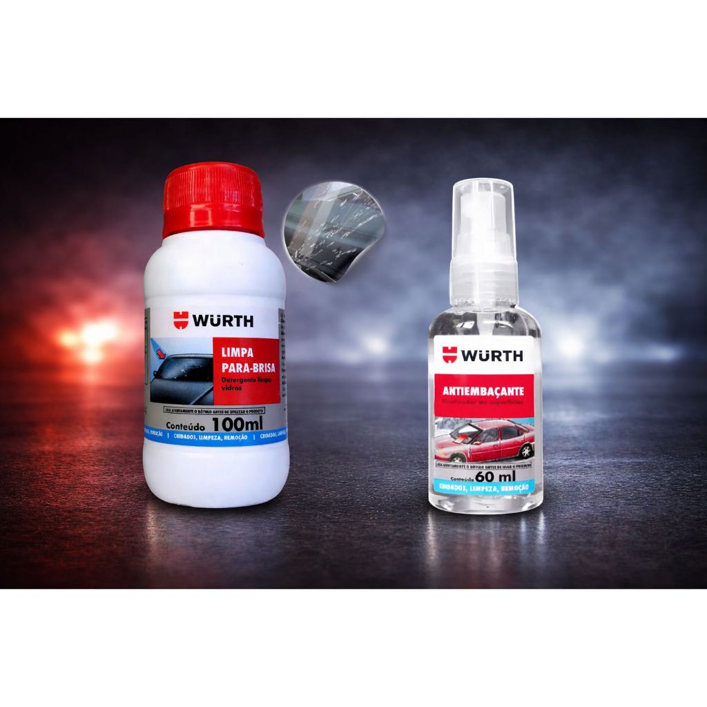 kit 1 Limpa Para Brisa 100ml Wurth + 1 Anti Embaçante 60ml Wurth