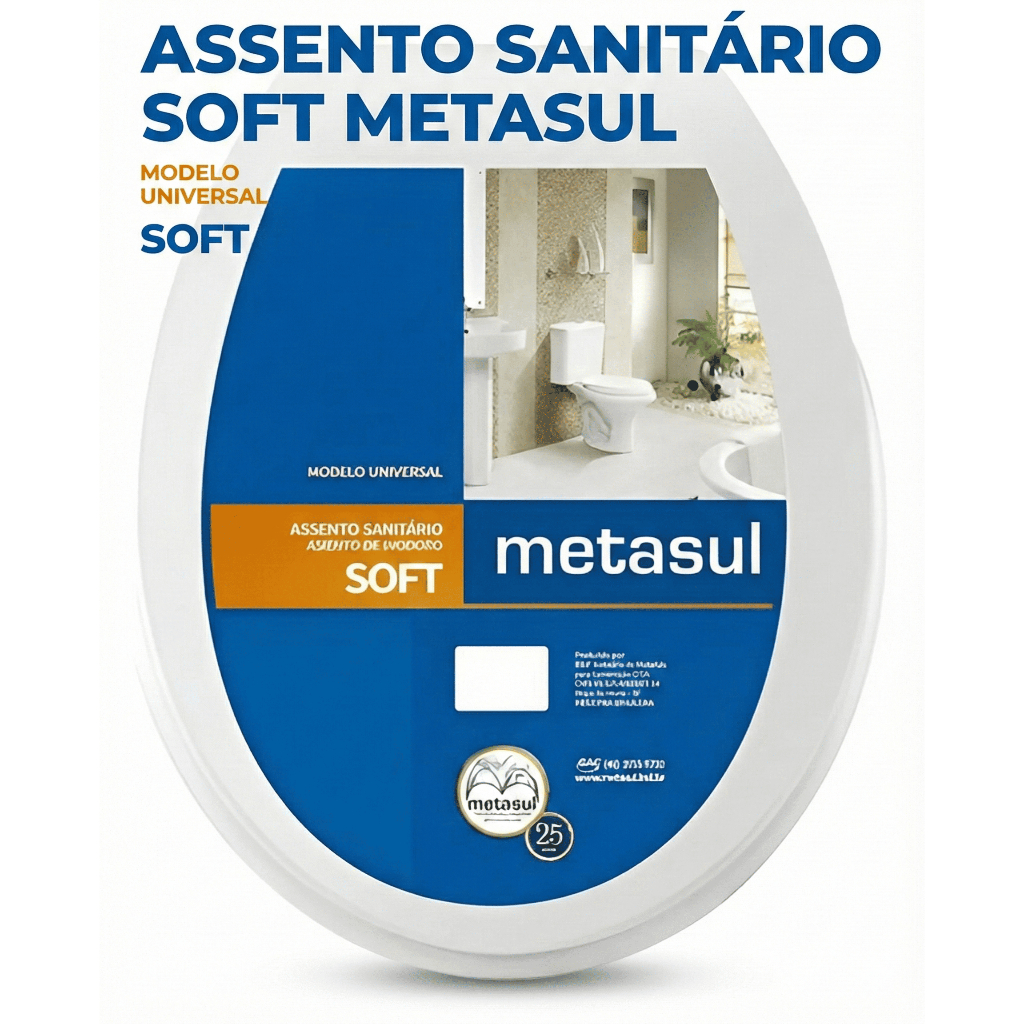 Assento Sanitário Vaso Universal Soft Metasul Branco Macio Tampa de Privada Deca Celite Icasa
